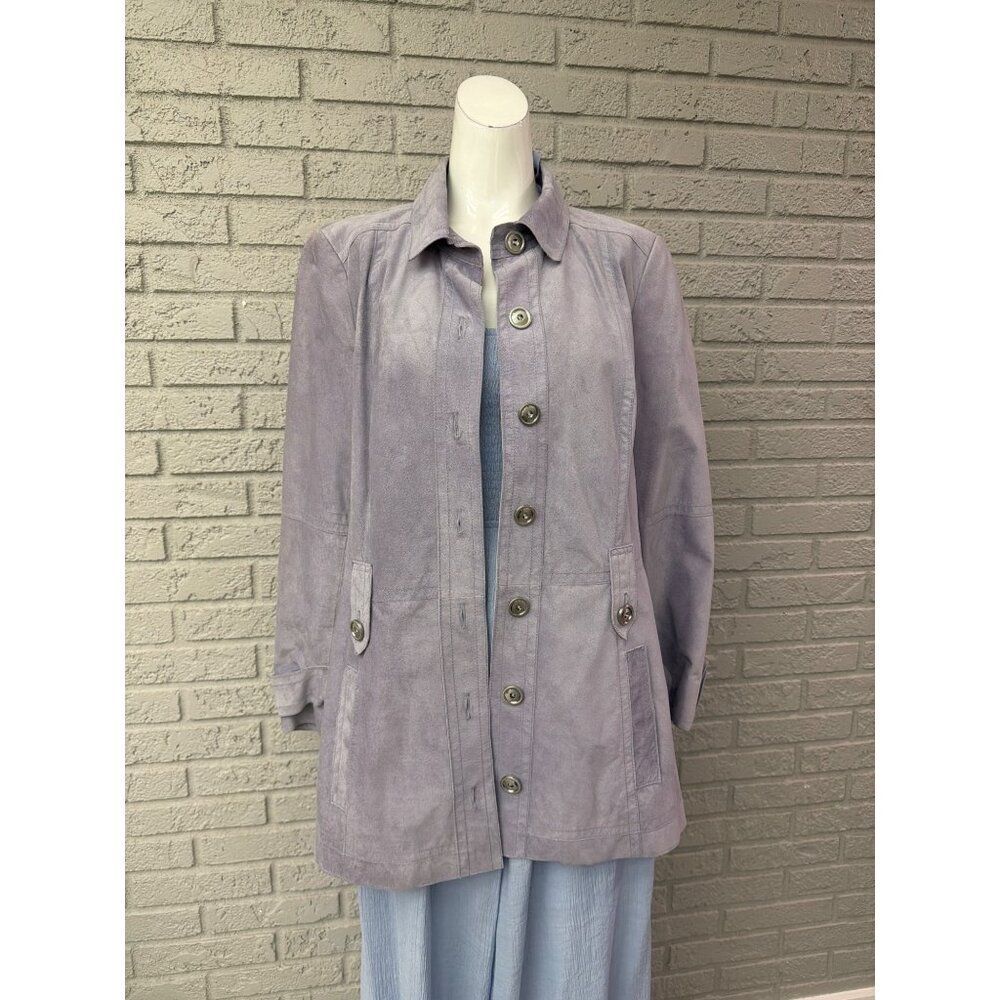 Worth New York Women's Lilac Suede Leather Jacket Size14